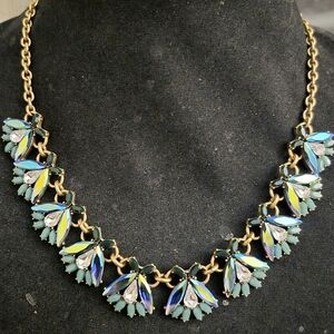 J.CREW designer Marked Necklace. Green Clear & Green AB Rhinestone